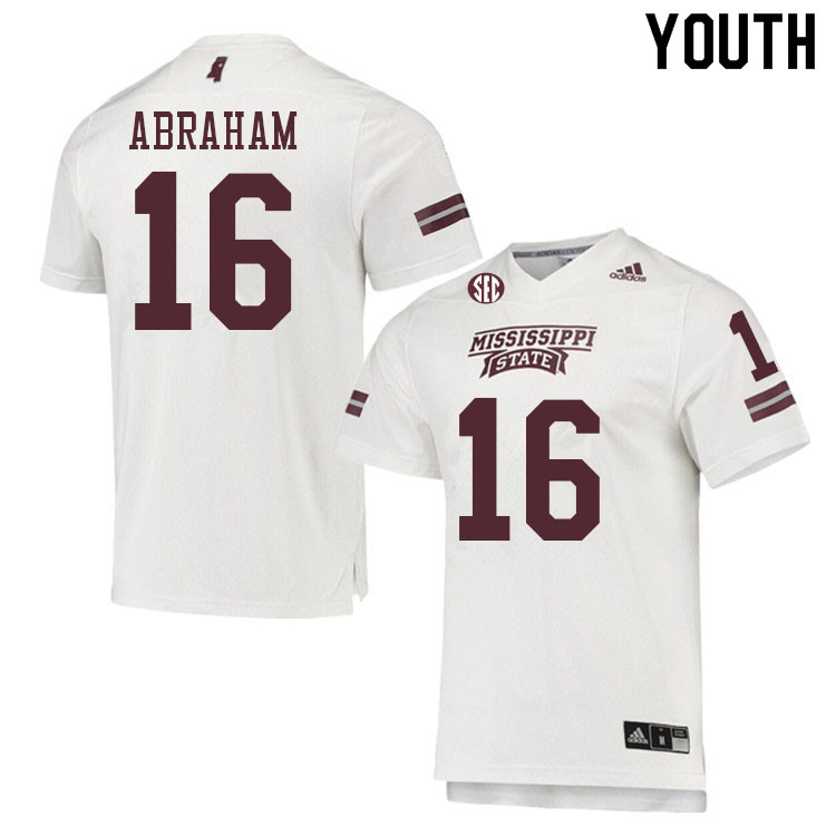 Youth #16 Jack Abraham Mississippi State Bulldogs College Football Jerseys Sale-White - Click Image to Close